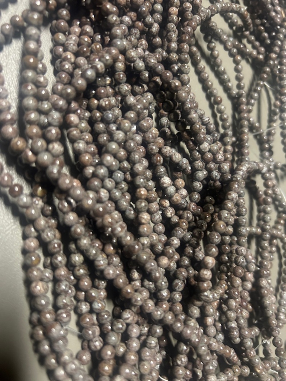 Snowflake, beads Neutral Brown Beaded Necklace Strand 10 strands